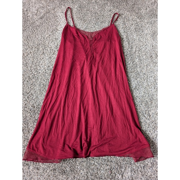 Victoria's Secret Other - Victoria's Secret Burgundy Mesh Trim‎ Chemise Nightgown Adjustable Straps Medium